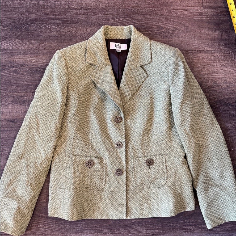 Le Suit Women's Beige Textured Blazer